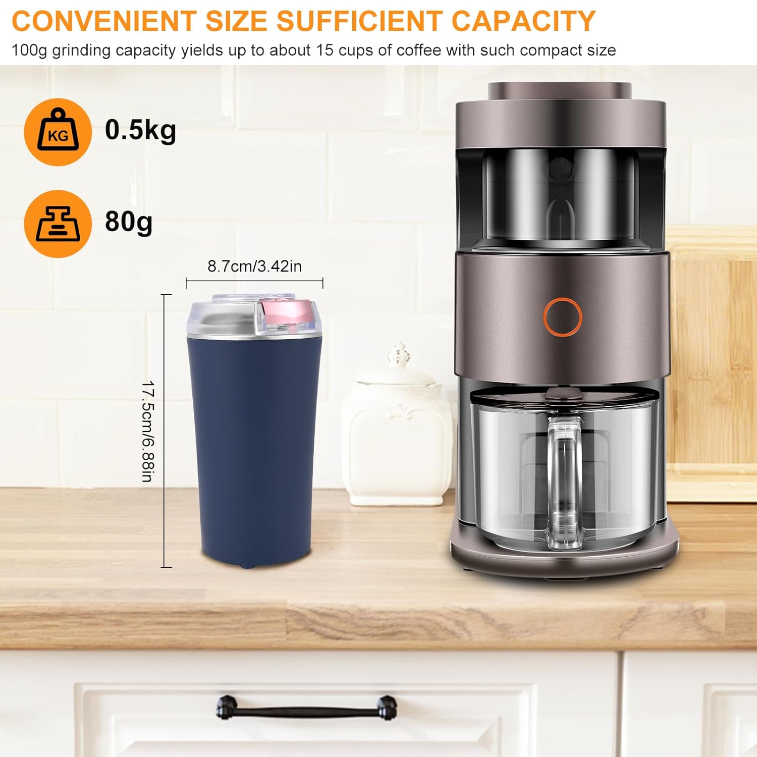Gardino Electric Coffee Grinder | 200W Stainless Steel Blades | Multifunctional & Portable Grinder for Coffee Beans, Spices & Nuts Gardino