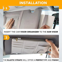Multi-Function Car Space Sun Visor Organizer Hanging Phone Storage Pouch Holde (Grey) Gardino