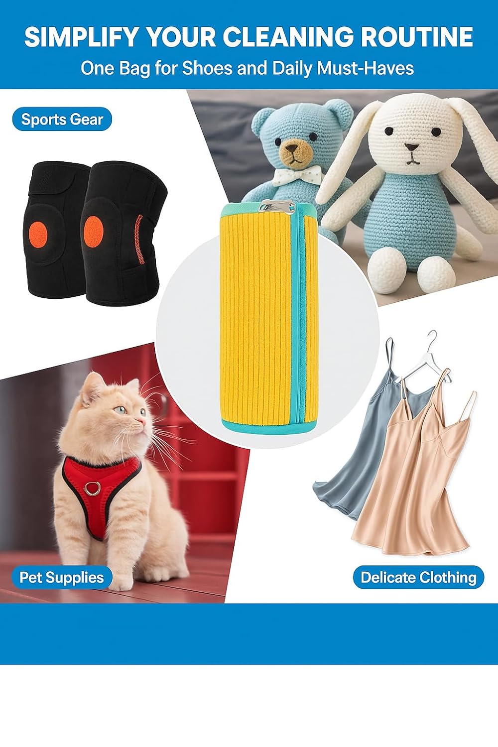 Shoe Washing Machine Bag – Microfiber Chenille Laundry Bag for Sneakers | Tear-Resistant, Zipper Protected & Reusable Shoe Cleaner Pouch – Fits All Shoe Sizes Gardino