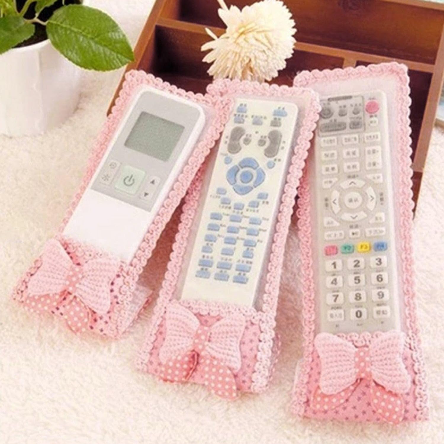 3Pc Remote Cover Set – Bow Knot Dust Covers for TV, AC, DTH, D2H, and More Gardino