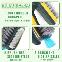 Grout Cleaner Brush 4-in-1 with Squeegee – Multifunctional V-Shape Gap Scrub Brush for Crevice, Corner, Window, Sink, Kitchen, and Bathroom Cleaning Gardino