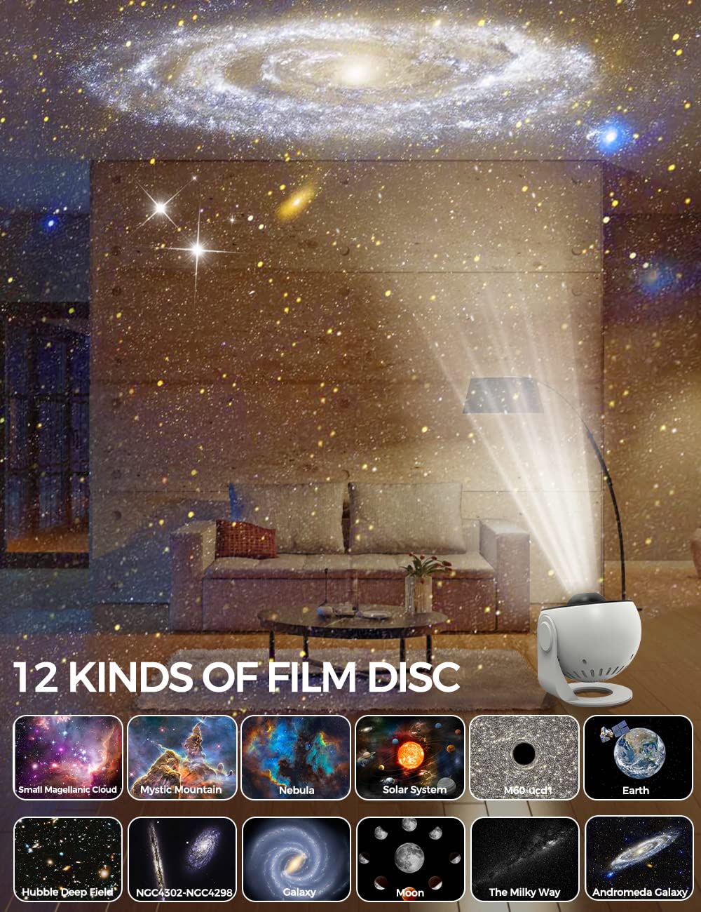 360° Rotating Star Projector with Timer – Starry Planetarium Night Light Gardino