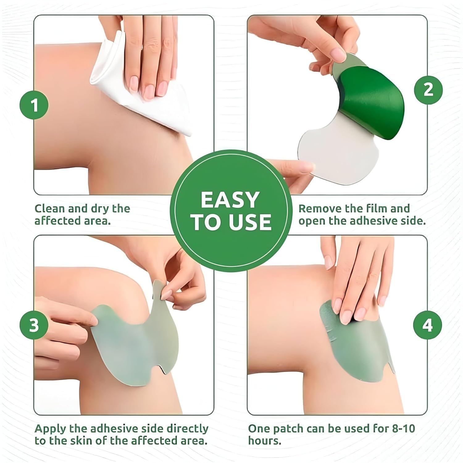 Herbal Knee Pain Relief Patch – Natural Chinese Heating Pads for Joint, Muscle & Arthritis Pain – Quick Relief Plaster for Back, Knee & Body Aches