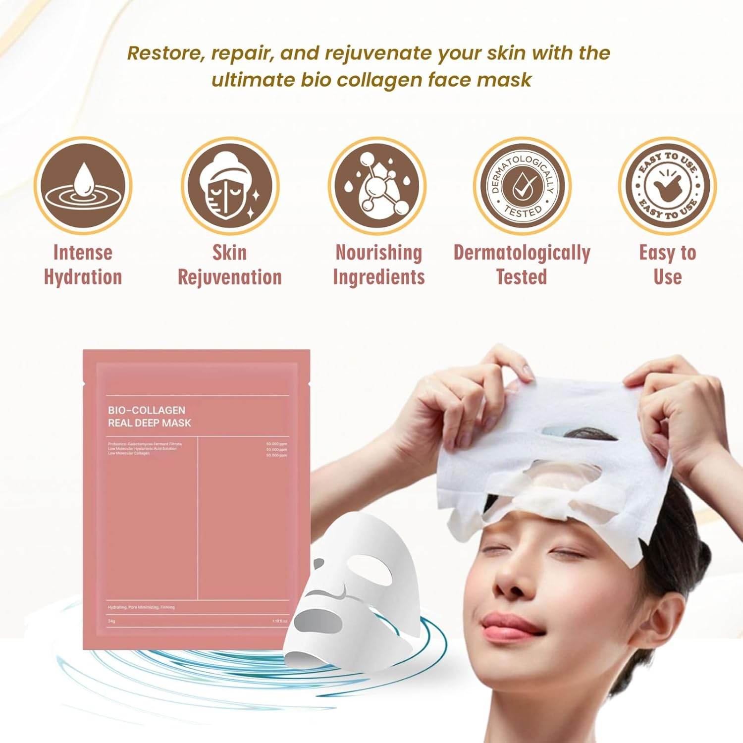 Korean Glass Skin Bio-Collagen Overnight Face Mask – Deep Hydration | Anti-Aging | Pore Minimizing - Gardino