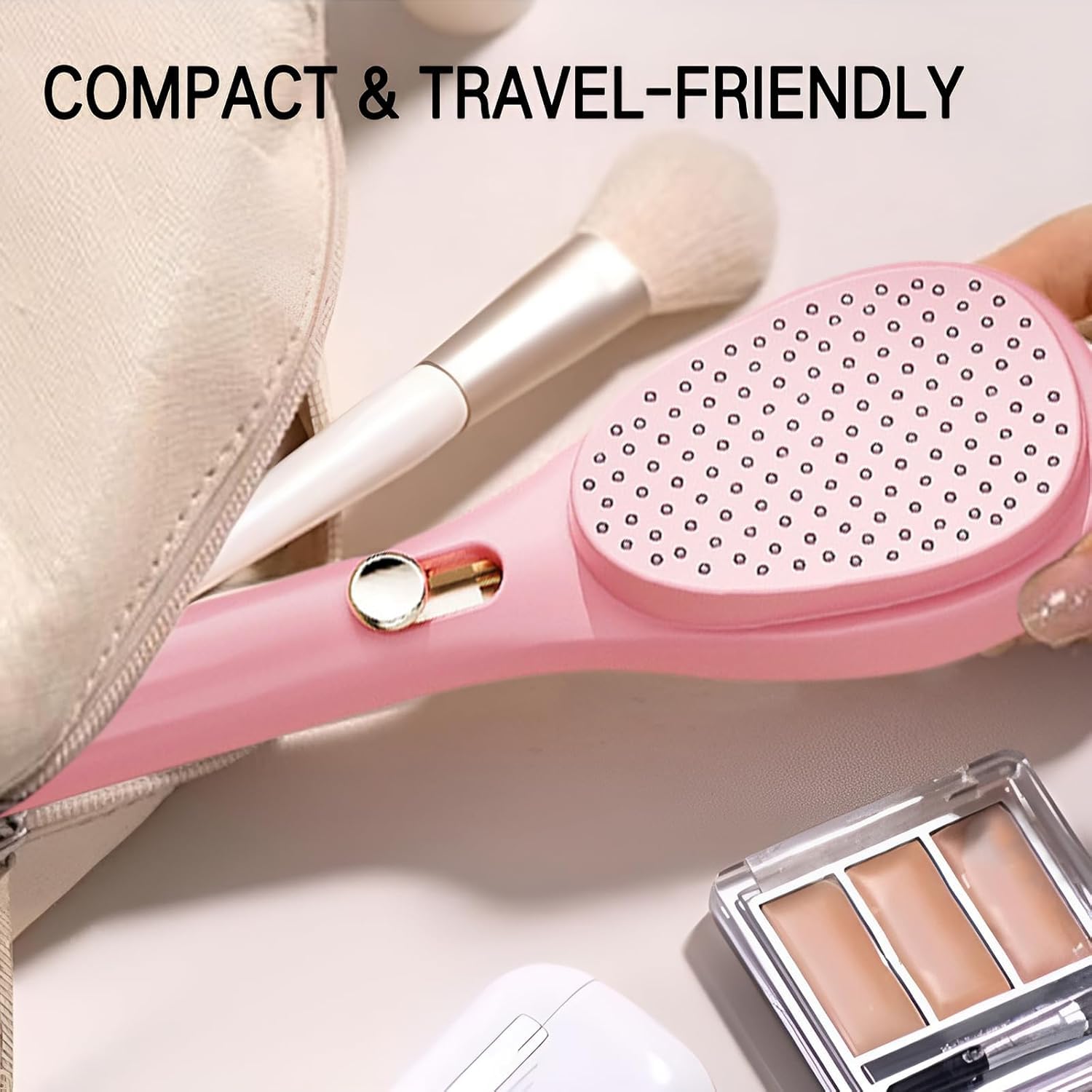 Retractable Hair Brush with Self-Cleaning Bristles - Ergonomic Handle, Anti-Static, Telescopic Design for All Hair Types and Wigs, One-Click Cleaning Hair Comb for Women and Men Gardino
