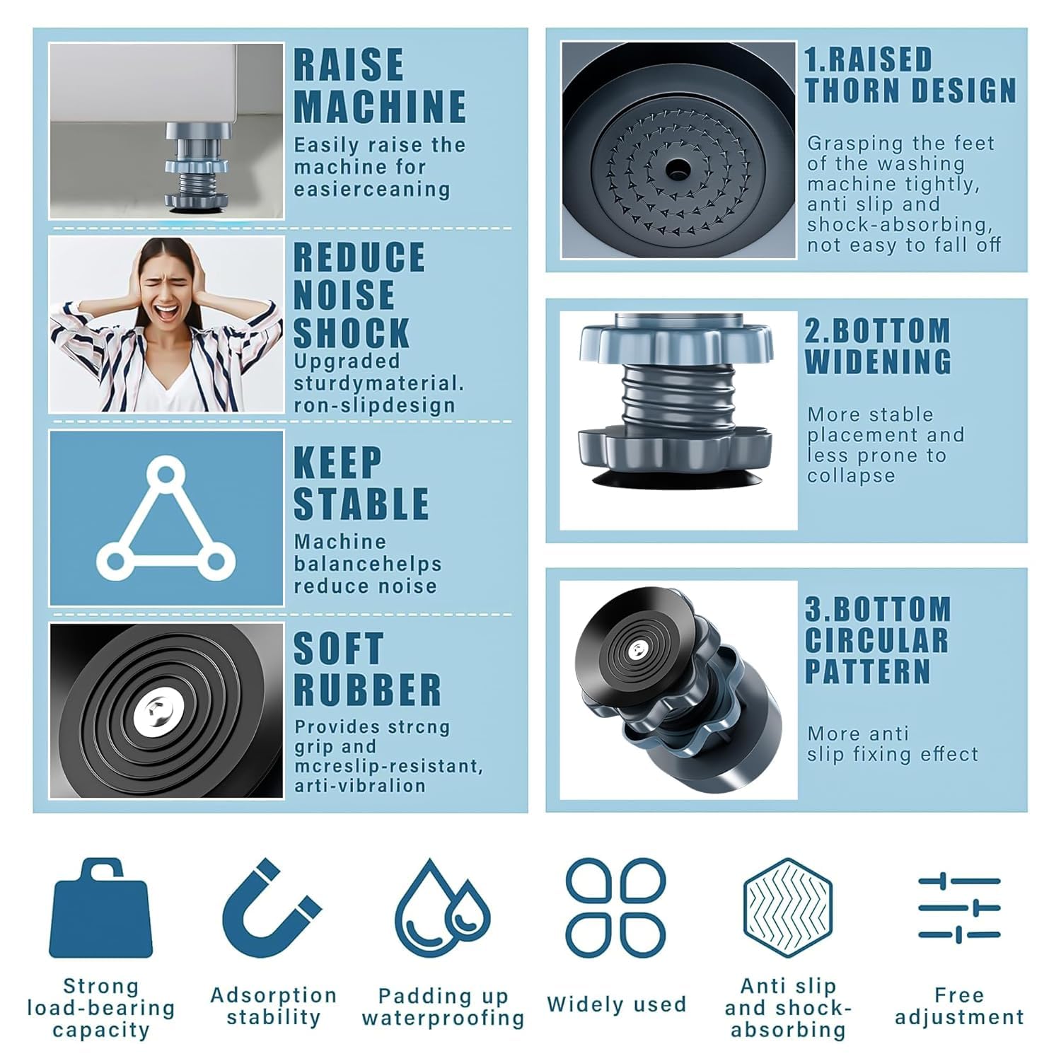 Anti-Vibration Pads for Washing Machine – Shock Absorber & Noise Cancelling Stand (400g) Gardino