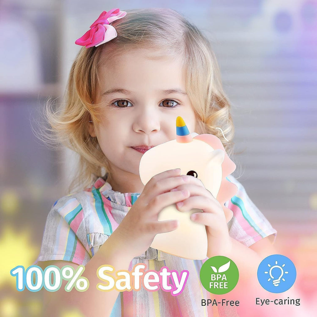 Silicone Unicone Night Light Rechargeable Led Lamp with 7-Color Breathing Modes, Touch Sensor Control Gardino