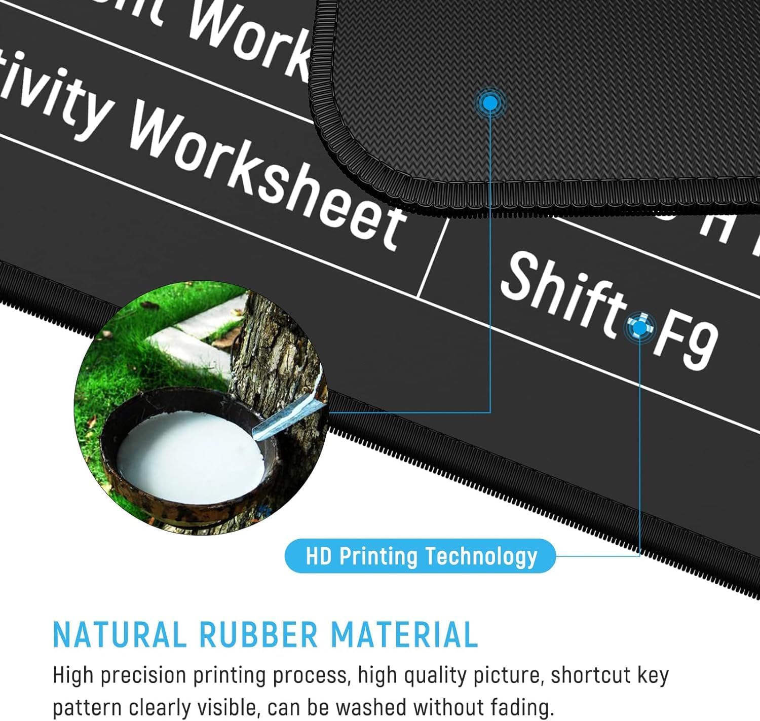 Anti-Slip Keyboard Pad | Office & Excel Shortcuts Cheat Sheet Mouse Pad | Large Extended Desk Mat with Smooth Cloth Surface & Rubber Base for Gaming, Office, and Work Gardino