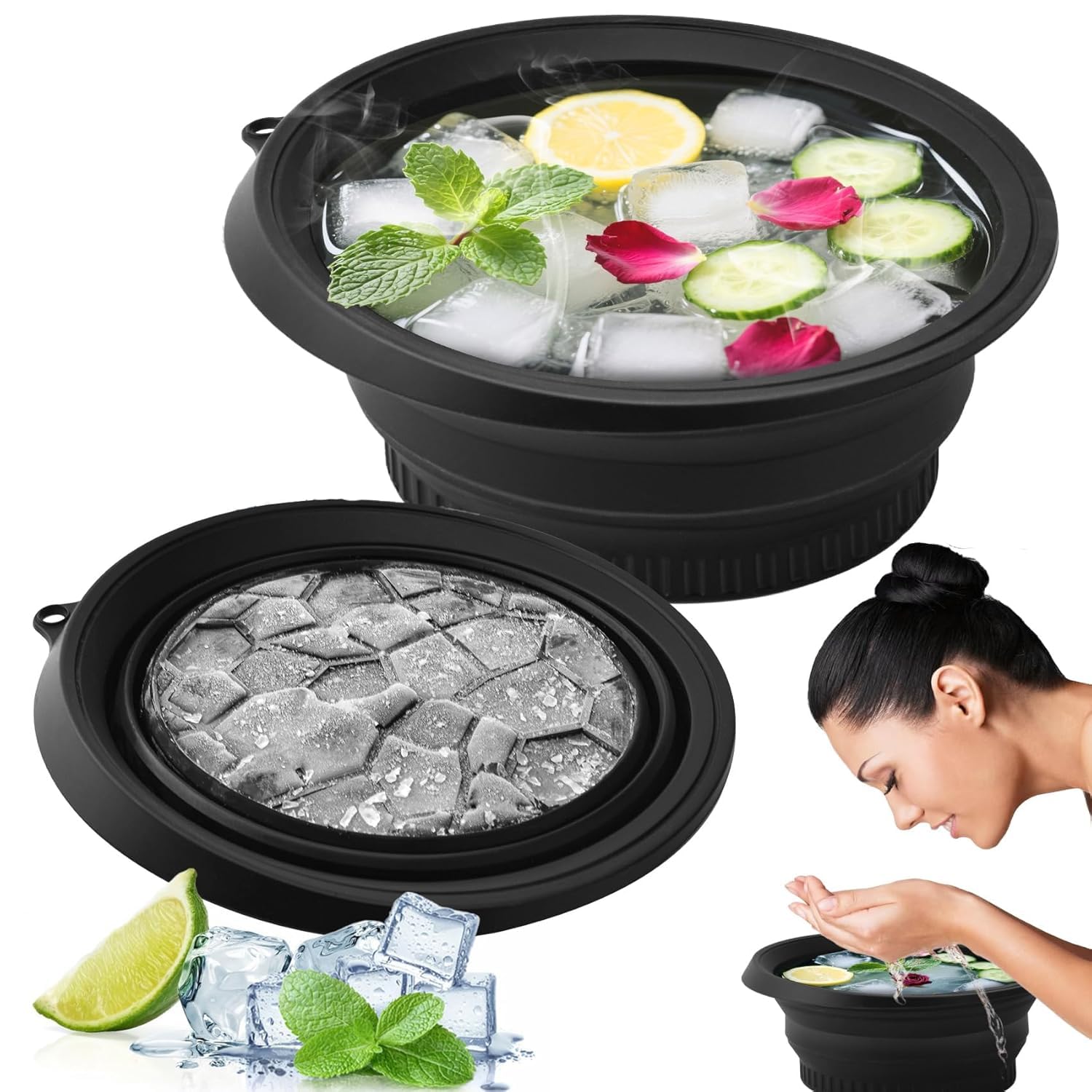 Face Ice Bowl with Built-in Ice Tray | Foldable Silicone Ice Facial Bowl for Skin Tightening & Ice Bath Therapy - GARDINO