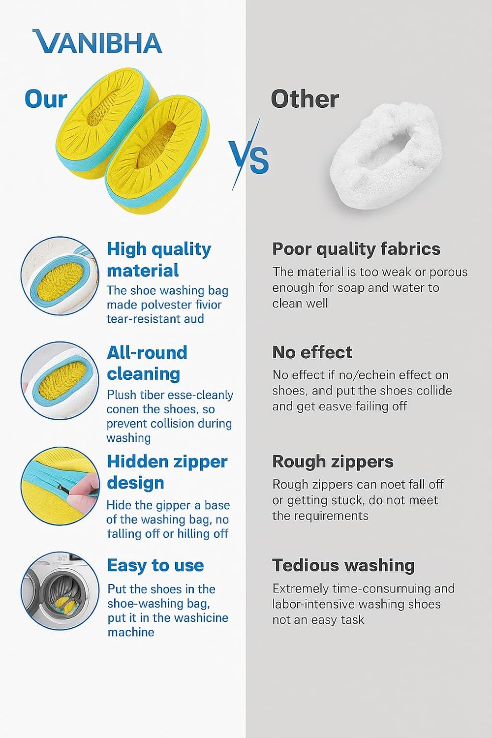 Shoe Washing Machine Bag – Microfiber Chenille Laundry Bag for Sneakers | Tear-Resistant, Zipper Protected & Reusable Shoe Cleaner Pouch – Fits All Shoe Sizes Gardino