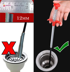 Stainless Steel Hair Catching Claw Drain Cleaner Tool, 5ft Spring Wire Dredge Stick for Kitchen and Bathroom Gardino