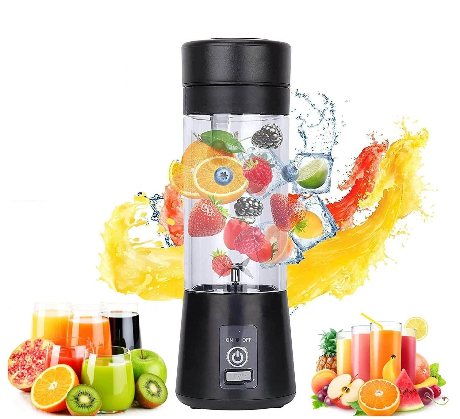 Mini Blender Fruit Mixer Machine Portable Electric Juicer grinder Cup 380ML Personal Blender Smoothie Maker USB Rechargeable (Multicolour) - Gardino