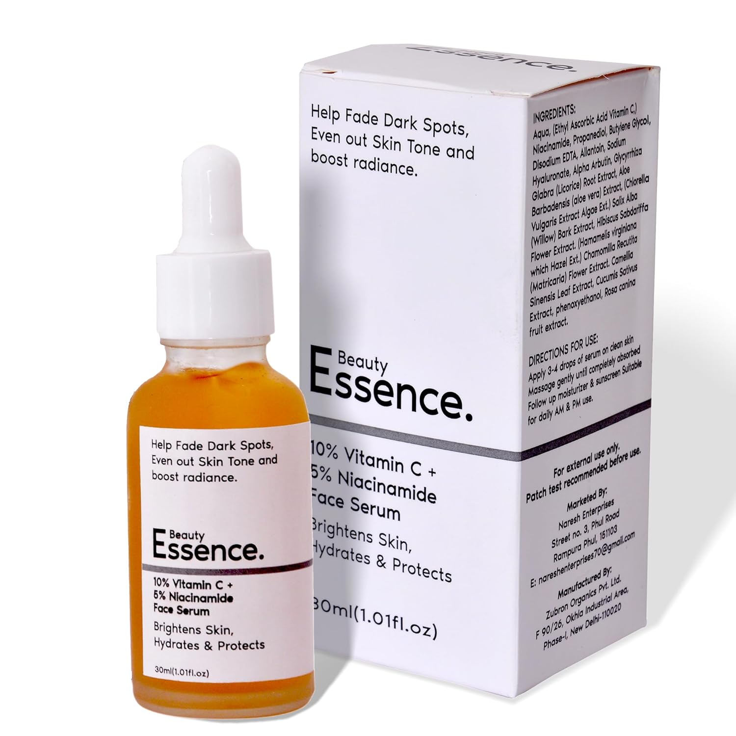 10% Vitamin C Face Serum By Beauty Essence | With 5% Niacinamide | All Skin Types | For Men & Women | Helps in Skin Brightening & Pigmentation Removal | 30ml