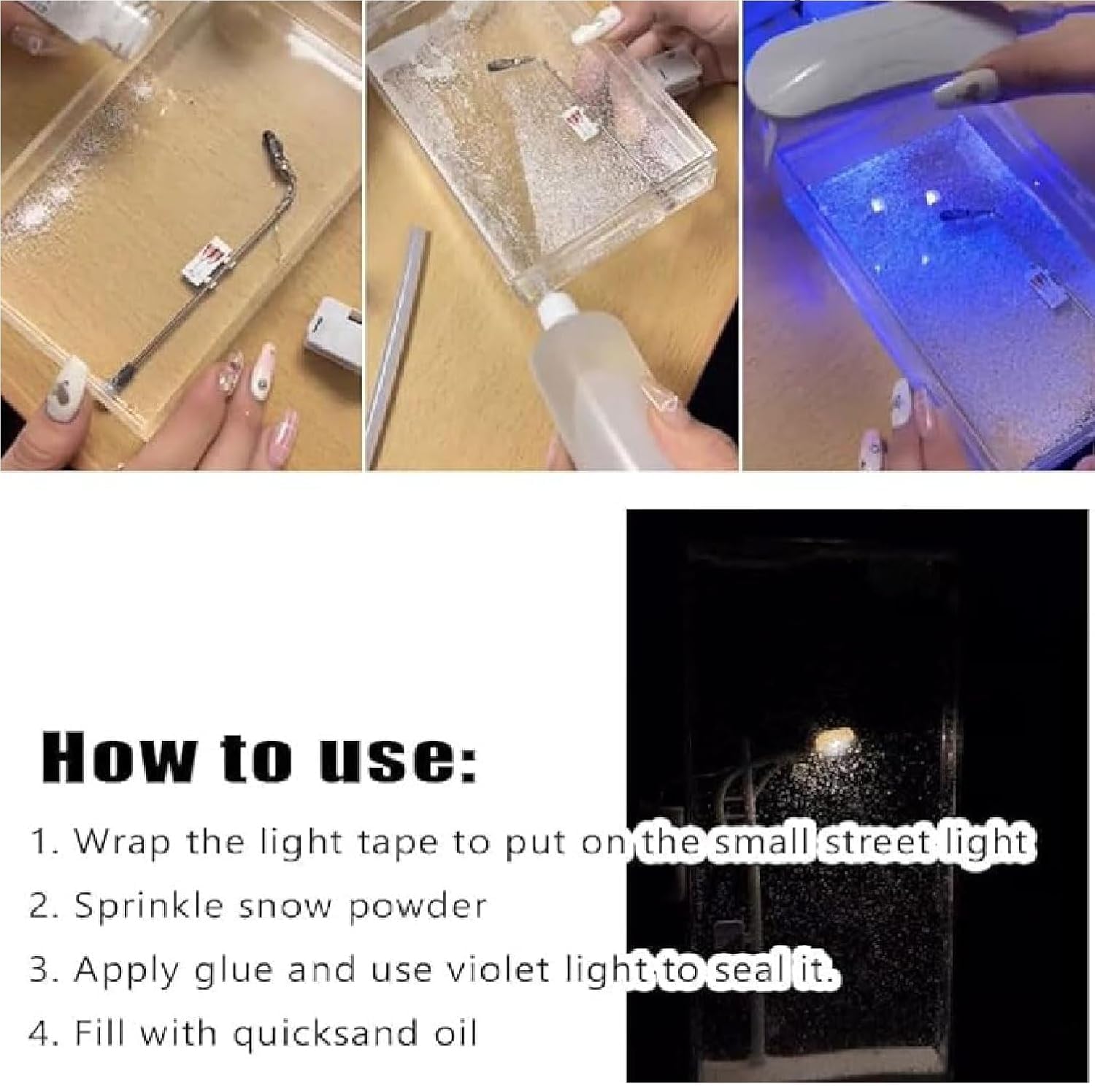 Street Light Snow Globe Handmade DIY Kit – Night Light with Snowflake Lamp, Bedroom & Desktop Decor Gardino