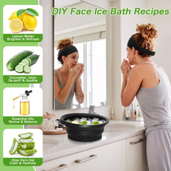 Face Ice Bowl with Built-in Ice Tray | Foldable Silicone Ice Facial Bowl for Skin Tightening & Ice Bath Therapy - GARDINO