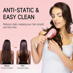 Retractable Hair Brush with Self-Cleaning Bristles - Ergonomic Handle, Anti-Static, Telescopic Design for All Hair Types and Wigs, One-Click Cleaning Hair Comb for Women and Men Gardino