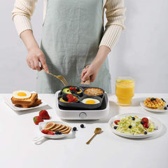 Non-Stick Frying Pan with 4 Hole | 7.5 IN Pancake Pan | Fried Egg & Burger Pan | Multi-Purpose Breakfast Cooking Pan (Multicolor) Gardino