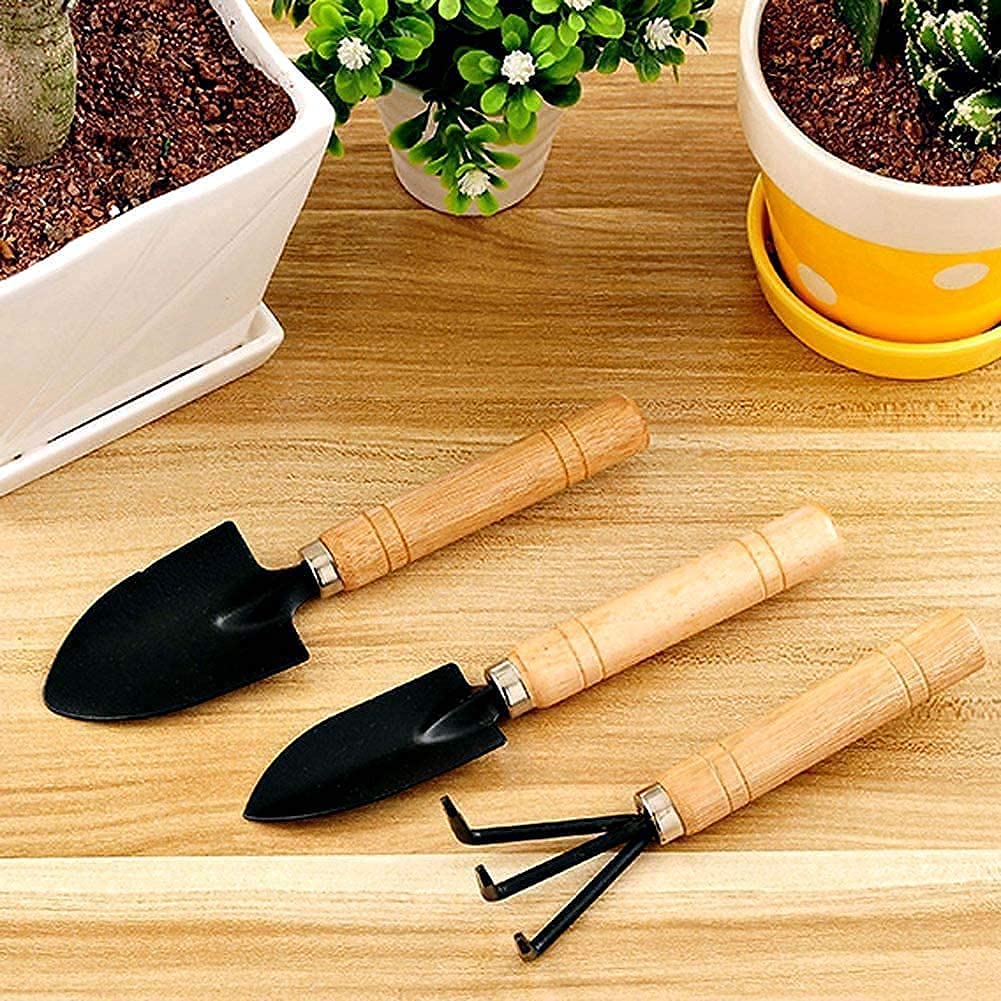 3-Piece Gardening Tool Set: Mini Hand Cultivator, Small Trowel & Garden Fork for Home Gardening Gardino