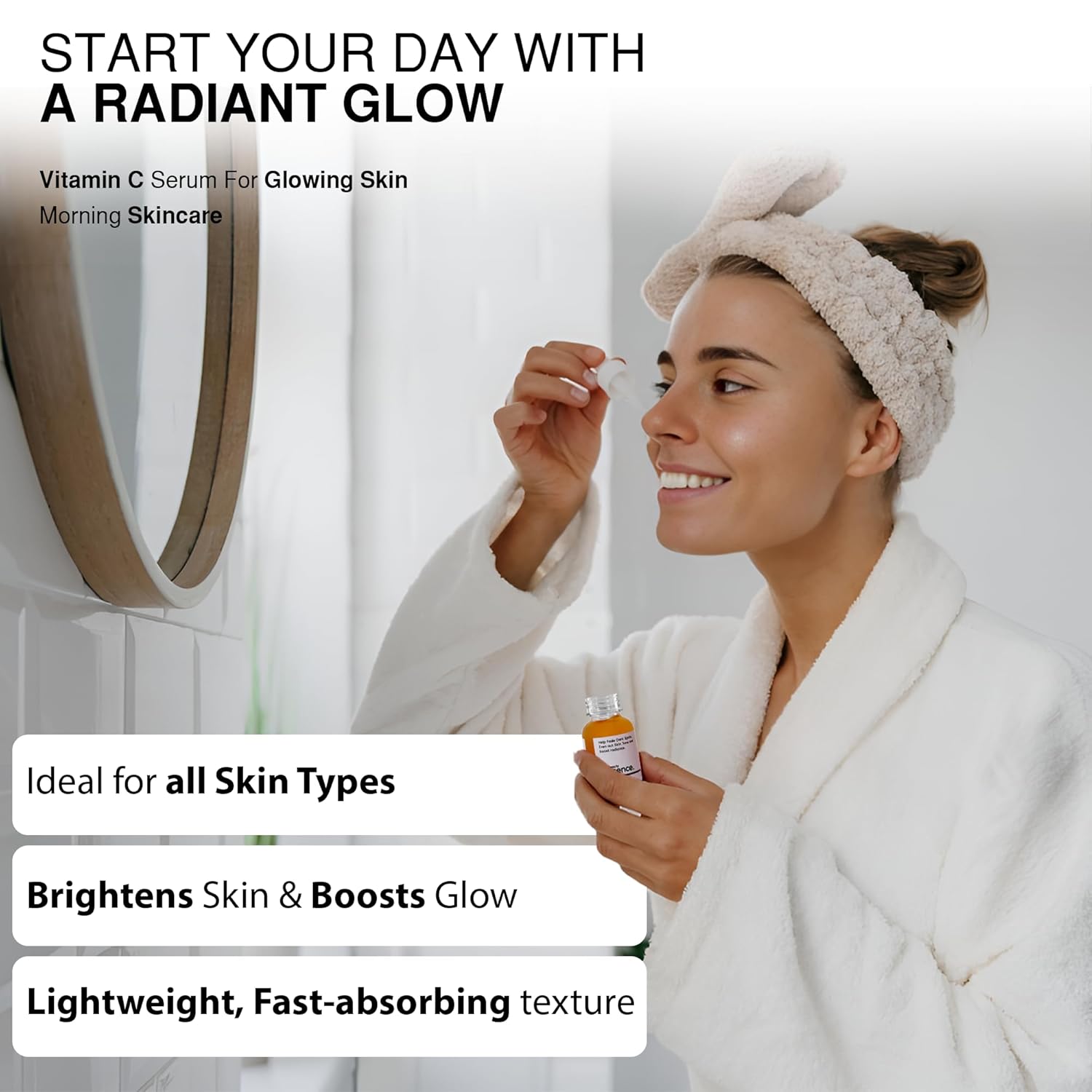 10% Vitamin C Face Serum By Beauty Essence | With 5% Niacinamide | All Skin Types | For Men & Women | Helps in Skin Brightening & Pigmentation Removal | 30ml