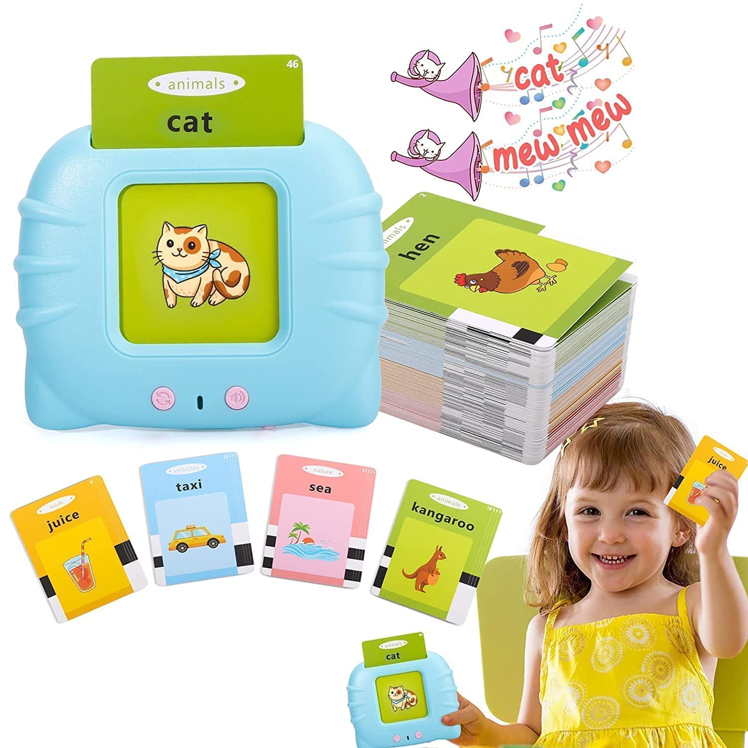Rechargeable Talking Flash Cards | Educational Learning Toy for 2+ Year Olds | Montessori Toy for Boys & Girls Gardino