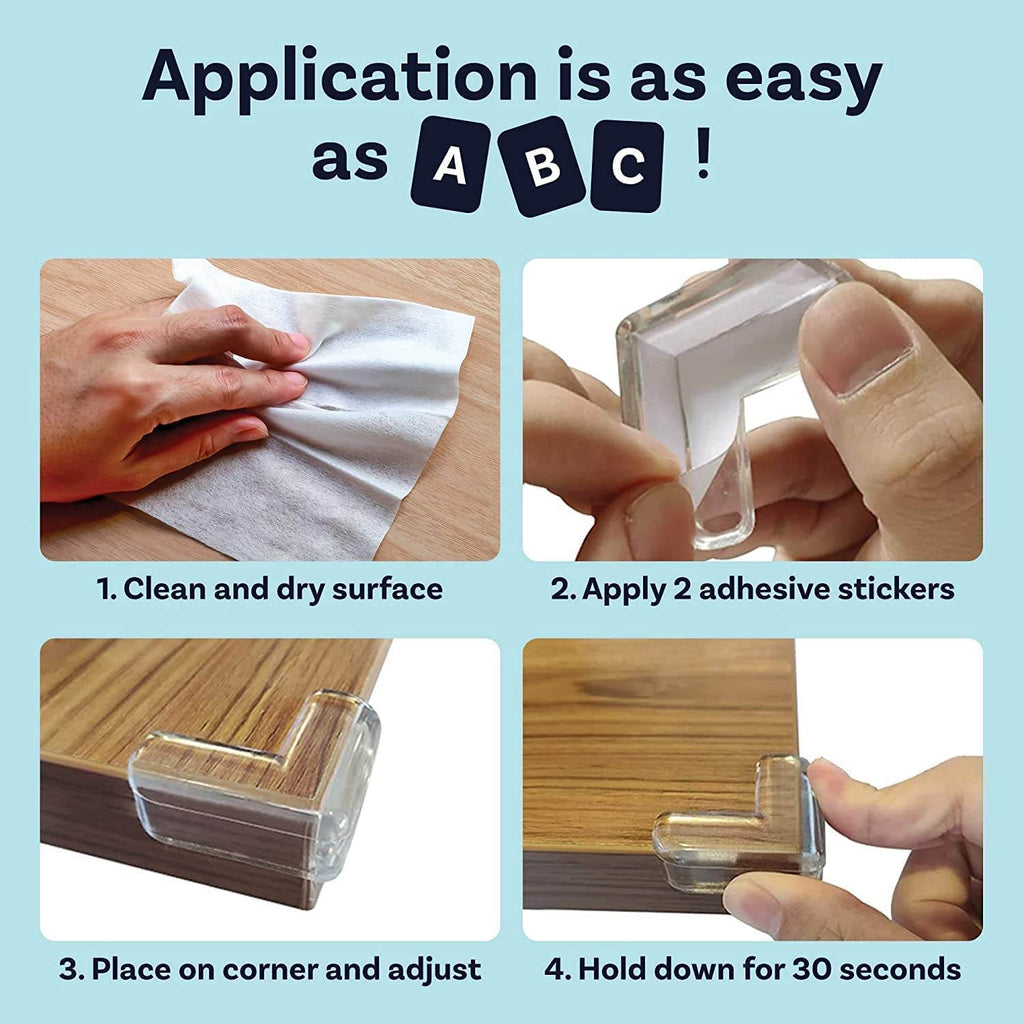 Transparent Silicone Corner Protector for Furniture | Baby Proofing Edge & Corner Guards (Pack of 4) - Gardino