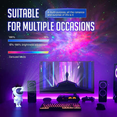 Astronaut Galaxy Projector with Remote Control - 360° Adjustable Timer Kids Astronaut Nebula Night Light, for Gifts,Baby Adults Bedroom, Gaming Room, Home and Party (Corded Electric) - Gardino