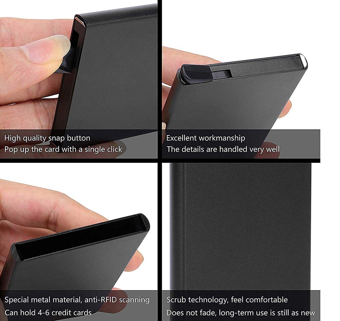 Black RFID Blocking Aluminium Pop-Up Card Holder – Secure Debit/Credit/ATM Wallet for Men & Women Gardino
