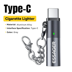 ESSAGER Type-C Electric Cigarette Lighter – Tungsten Wire Heating, Auto Shut-Off, Compact Aluminum Alloy USB-C Rechargeable Lighter