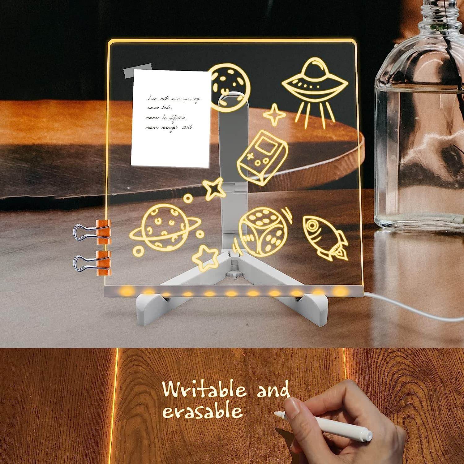 LED Acrylic Writing Board Table Lamp with Pen – 3D Light-Up Message Board for Kids, Gifts & Home Office Decor - Gardino