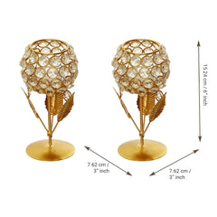 Gardino Crystal Rose Diamond Tea Light Holder - Set of 1, Beautiful Candle Holder for Special Occasions - Gardino