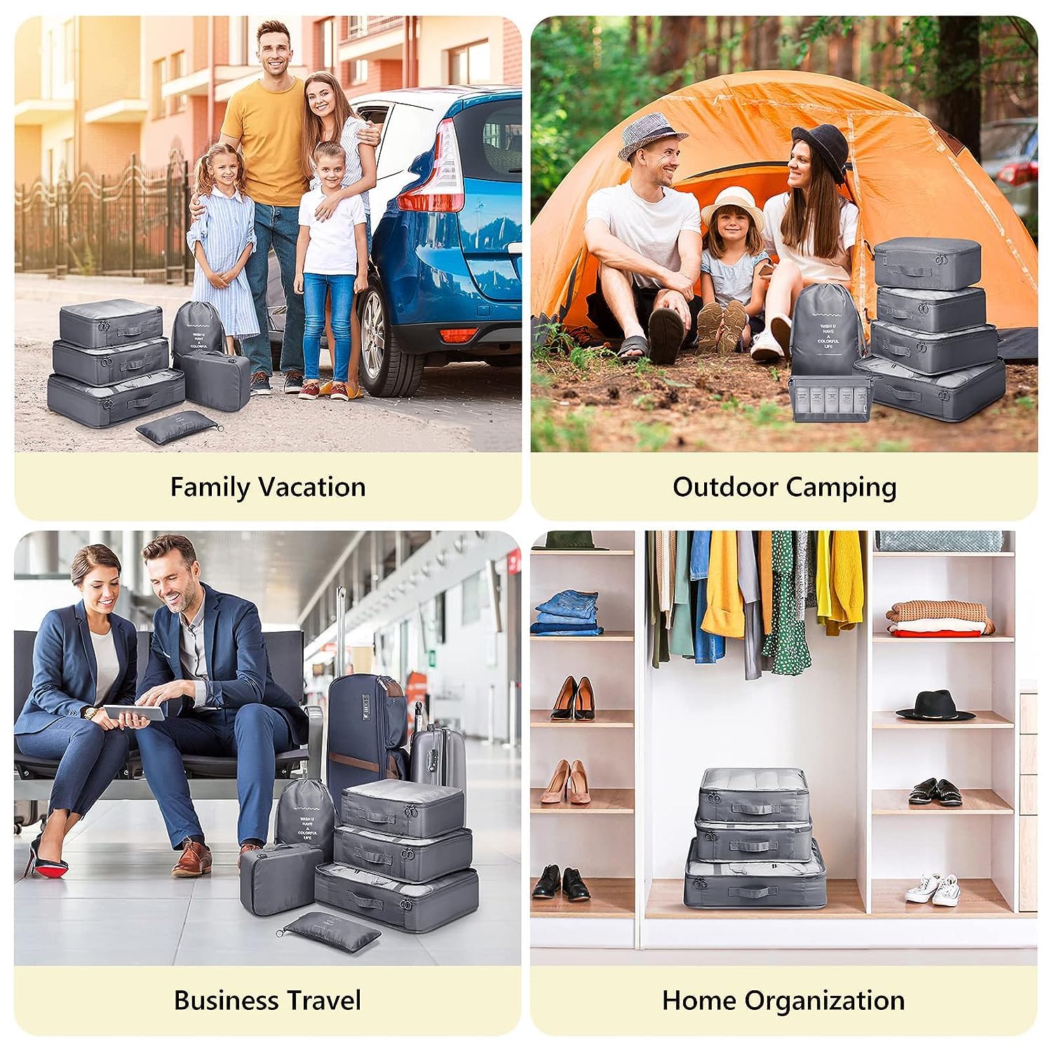 7 Pcs Travel Organizer Pouch Set | Packing Cubes for Clothes, Shoes, Toiletries, and Cosmetics | Space-Saving Travel Bags for Organized Packing Gardino