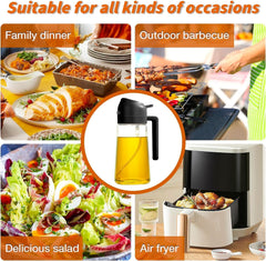 2-in-1 Glass Oil Sprayer and Dispenser Bottle with Premium Nozzle – Multi-Color Oil Dispenser and Sprayer (500 ML) Gardino