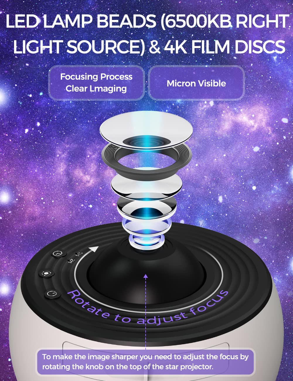 360° Rotating Star Projector with Timer – Starry Planetarium Night Light Gardino