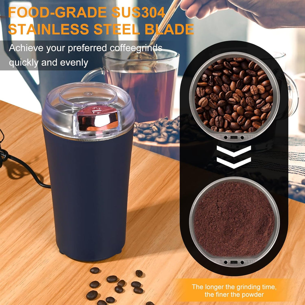 Gardino Electric Coffee Grinder | 200W Stainless Steel Blades | Multifunctional & Portable Grinder for Coffee Beans, Spices & Nuts Gardino