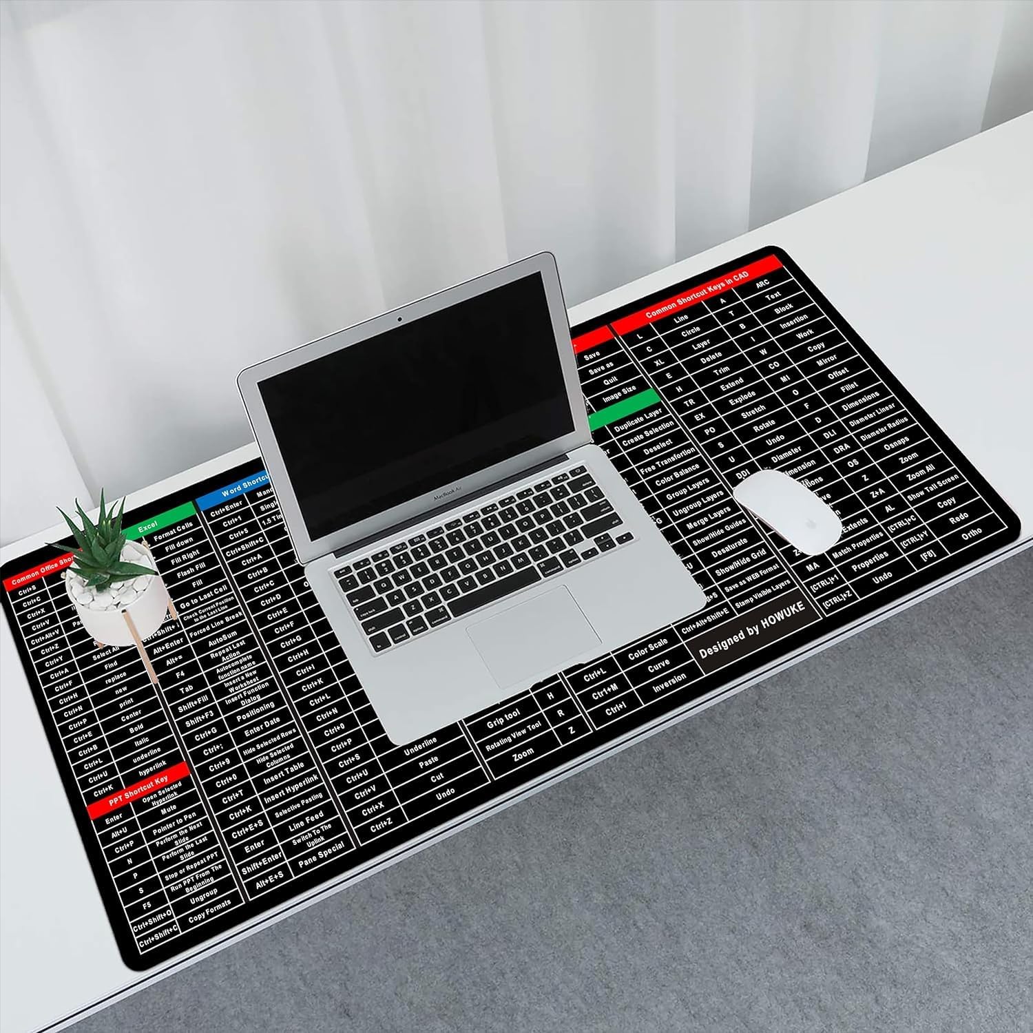 Anti-Slip Keyboard Pad | Office & Excel Shortcuts Cheat Sheet Mouse Pad | Large Extended Desk Mat with Smooth Cloth Surface & Rubber Base for Gaming, Office, and Work Gardino