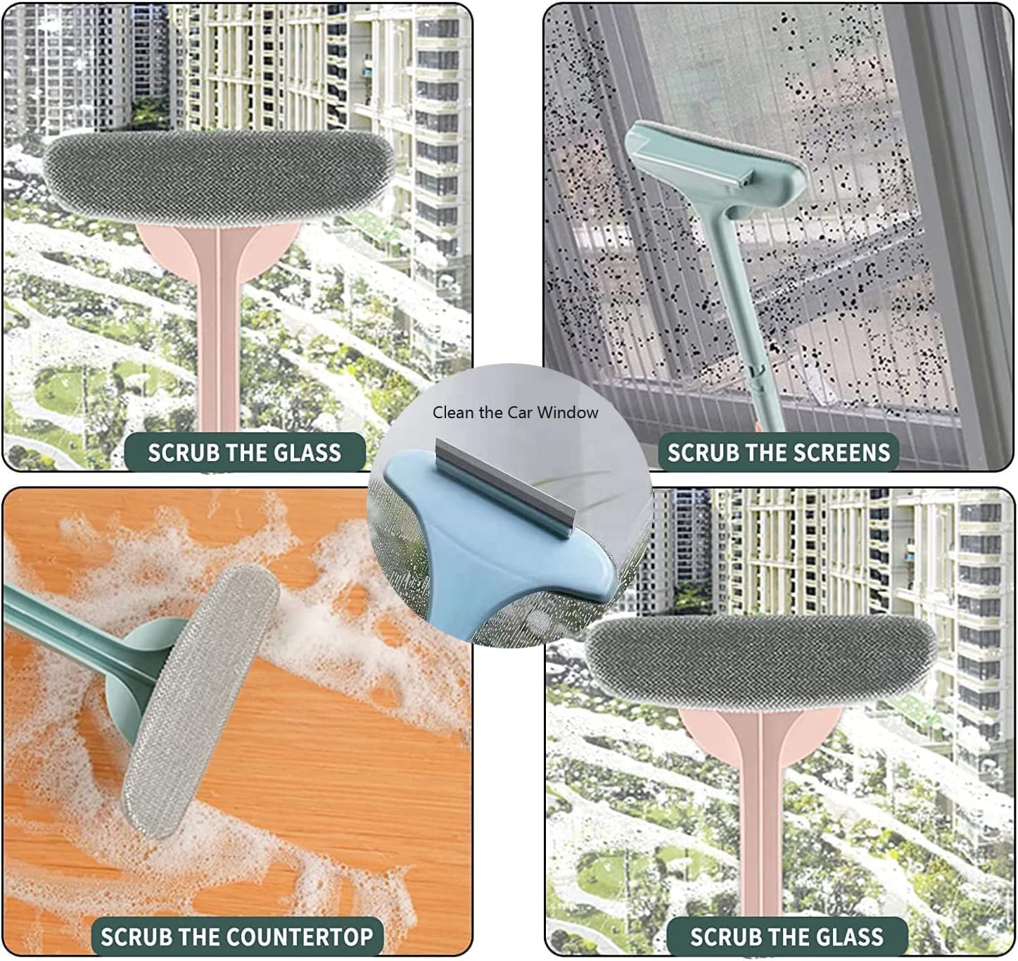 Multifunctional 2-in-1 Screen & Window Cleaning Brush with Extended Handle Gardino