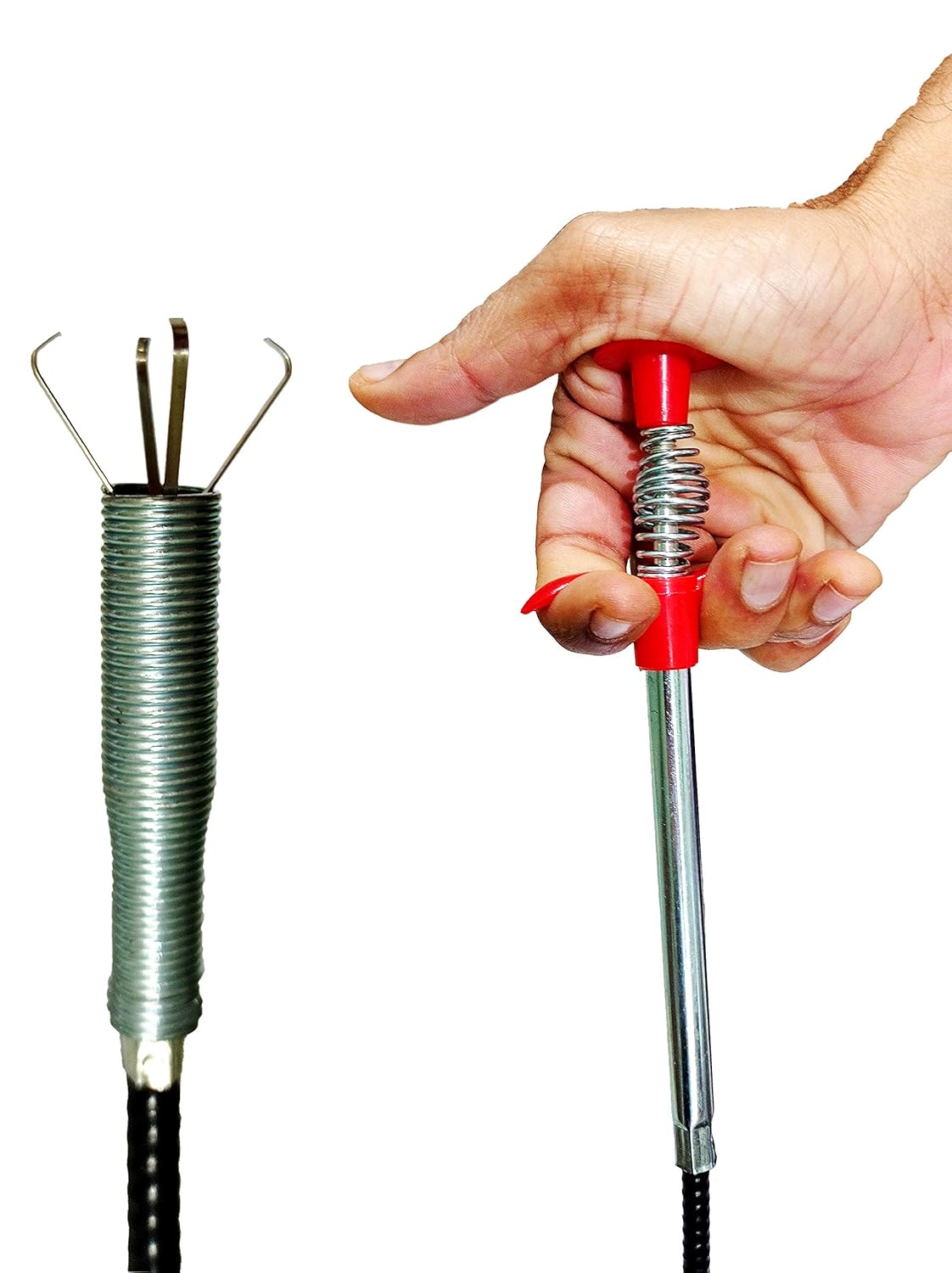 Stainless Steel Hair Catching Claw Drain Cleaner Tool, 5ft Spring Wire Dredge Stick for Kitchen and Bathroom Gardino