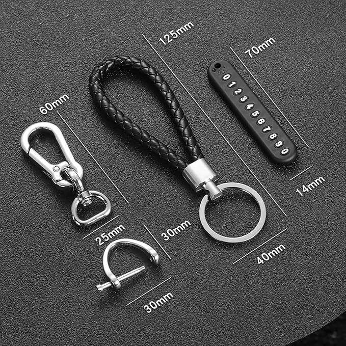 Anti-Lost Car Keychains With Phone Number Tag Metal Keychain Double Pendant Keyring For Car, Bike, Office Home, Black Gardino