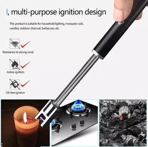 Electronic Long Matches For Candles Refillable Stove Grill Lighter Kitchen Gas Lighter Stick Camping BBQ Arc Lighter - Gardino