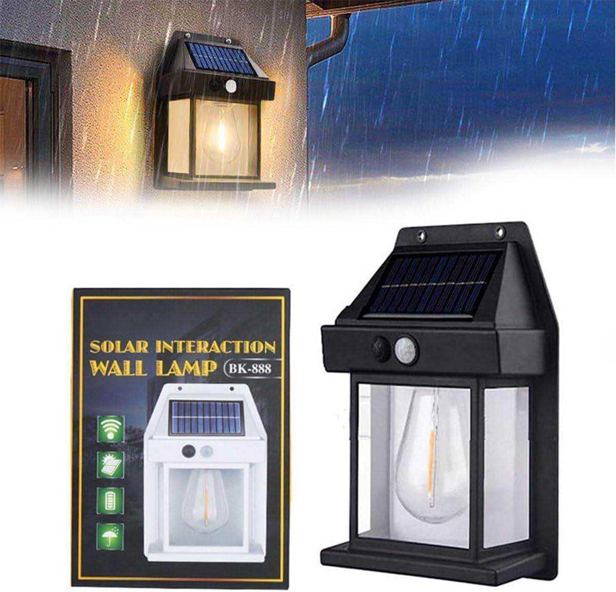 Solar Wall Lights Outdoor, Wireless Outdoor Solar Lamp Fixture, Solar Wall Lantern with 3 Modes & Motion Sensor, Waterproof Exterior Lighting (Home Lamp 1 PCS ) - Gardino
