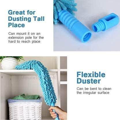 Foldable Microfiber Fan Cleaning Duster Flexible Fan mop for Quick and Easy Cleaning of Home, Kitchen, Car, Ceiling, and Fan Dusting Brush with Long Rod, Multicolour - Gardino