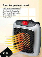Handy Heater Turbo 800 Watts Outlet Small Space Heater with Adjustable Thermostat, Programmable 12-Hour Timer, Auto Shut Off - Quiet & Space-Saving Mini Heater - Gardino