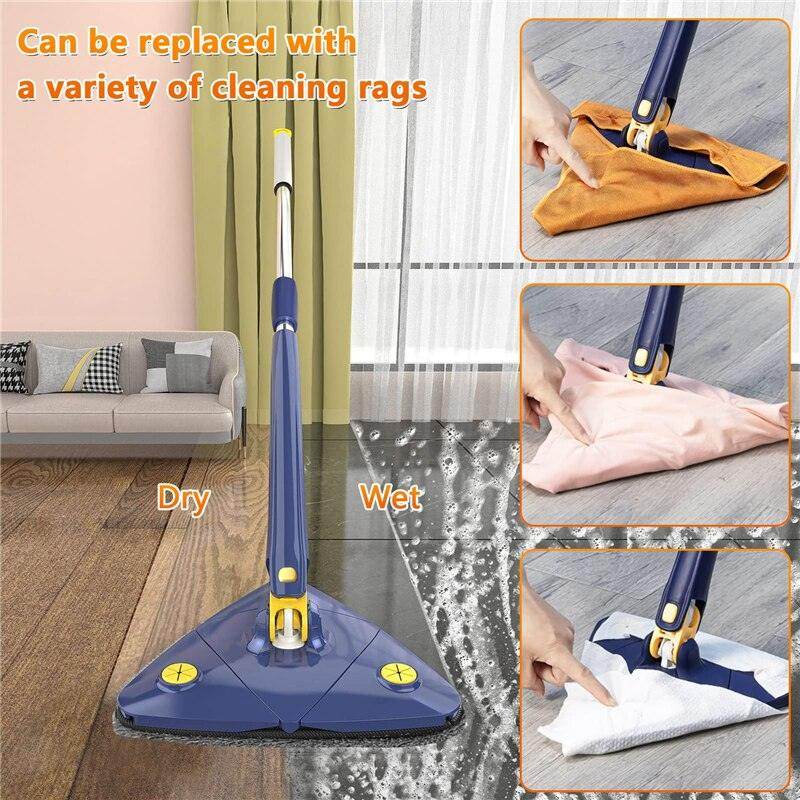 360 Degree Rotatable Adjustable Triangle Cleaning Mop with Stainless Steel Long Handle Push-Pull Squeezing Cleaning Mop Dry & Wet Mop Floor Windows Ceiling - Gardino
