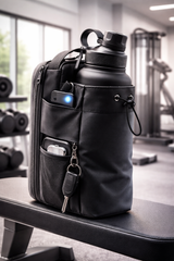 Magnetic Gym Bottle Holder Bag with Storage Pockets & Zippered Compartments - GARDINO