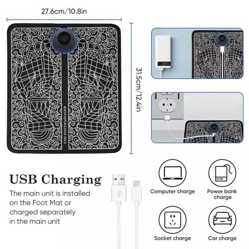 EMS Foot Massager | Portable Muscle Relaxation Mat for Pain Relief and Circulation Boost - Gardino