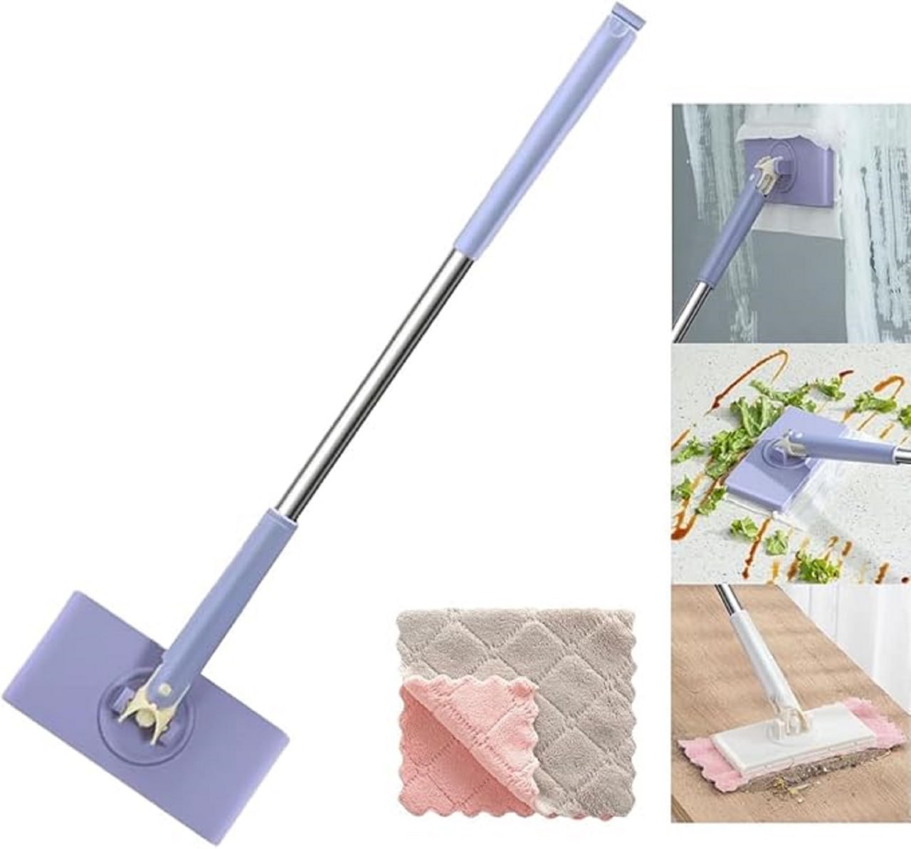 Flat Mop with Push Pull Cloth Changing Handle for Kitchen Bathroom and Tabletop Automatic Floor Cleaner with Changing Cloth Gardino
