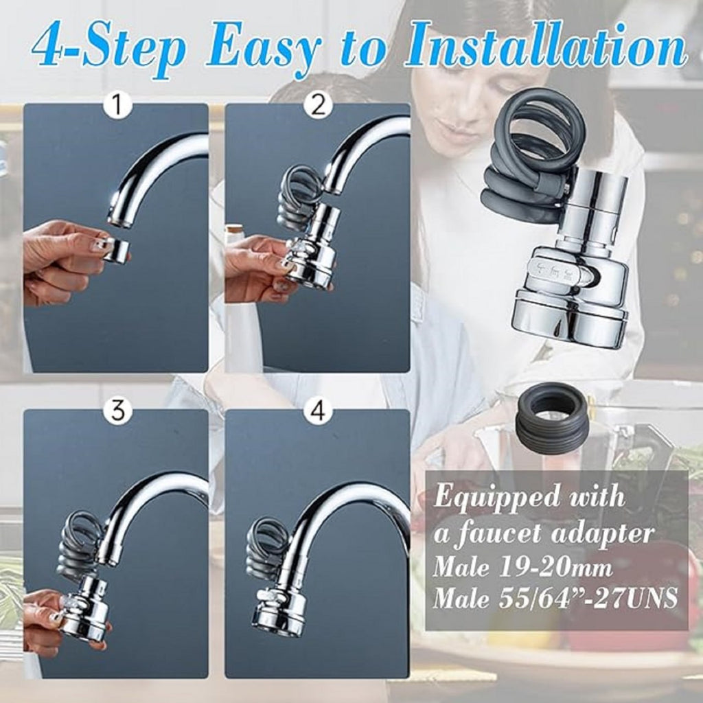 Kitchen Sink Sprayer, Sink Sprayer Attachment for Faucet, Faucet Sprayer Attachment, Faucet Extender Aerator with Stretchable Hose, Kitchen Water Saving Sink Sprayer, 3 Water Outlet Modes Gardino