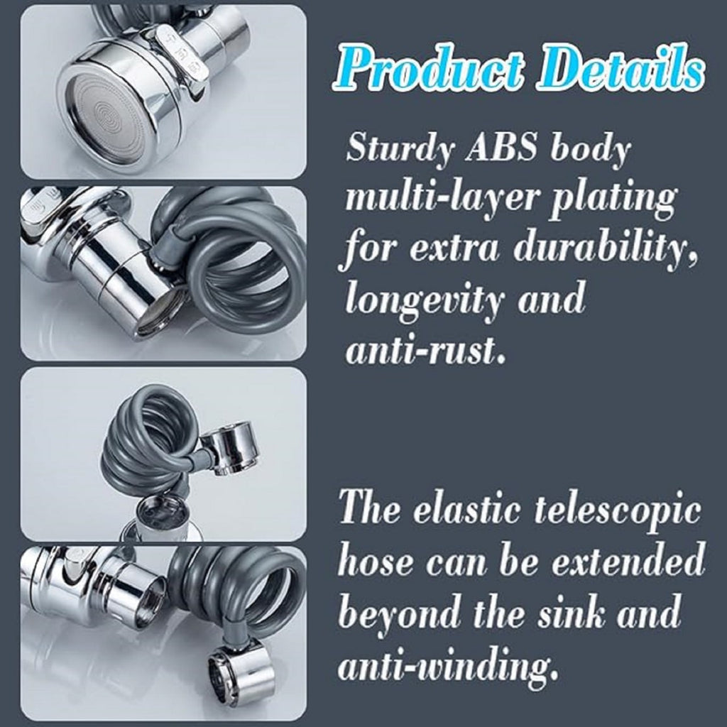 Kitchen Sink Sprayer, Sink Sprayer Attachment for Faucet, Faucet Sprayer Attachment, Faucet Extender Aerator with Stretchable Hose, Kitchen Water Saving Sink Sprayer, 3 Water Outlet Modes Gardino