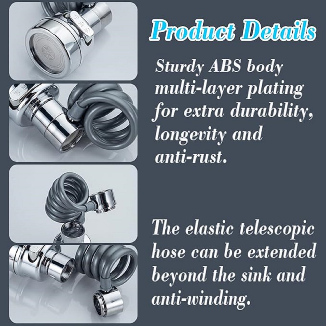 Kitchen Sink Sprayer, Sink Sprayer Attachment for Faucet, Faucet Sprayer Attachment, Faucet Extender Aerator with Stretchable Hose, Kitchen Water Saving Sink Sprayer, 3 Water Outlet Modes Gardino