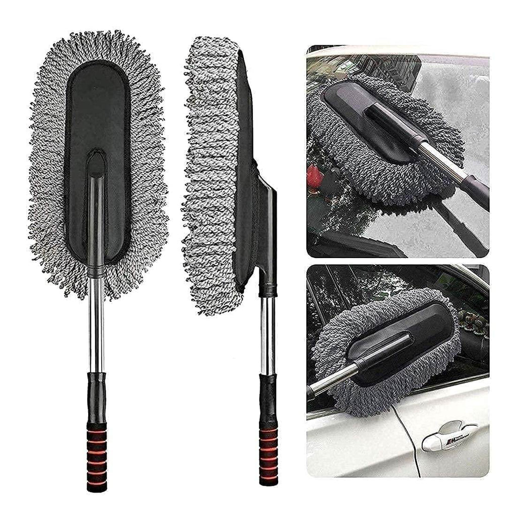 Microfiber Car Cleaning Soft Brush Ideal as Mop Duster, Washing Brush with Long Handle, Dust Cleaner Car Wash Brush with Handle, Soft Brush Scratch Free. - Gardino